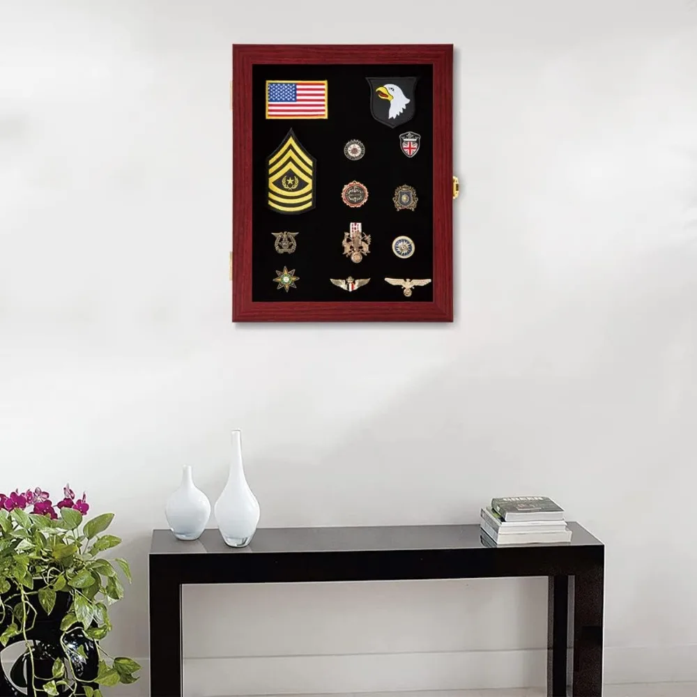 11x14 دبوس عرض صندوق عرض مجموعة دبوس إطار عرض الميدالية العسكرية مع 98% حماية من الأشعة فوق البنفسجية باب أكريليك للشاطئ تا