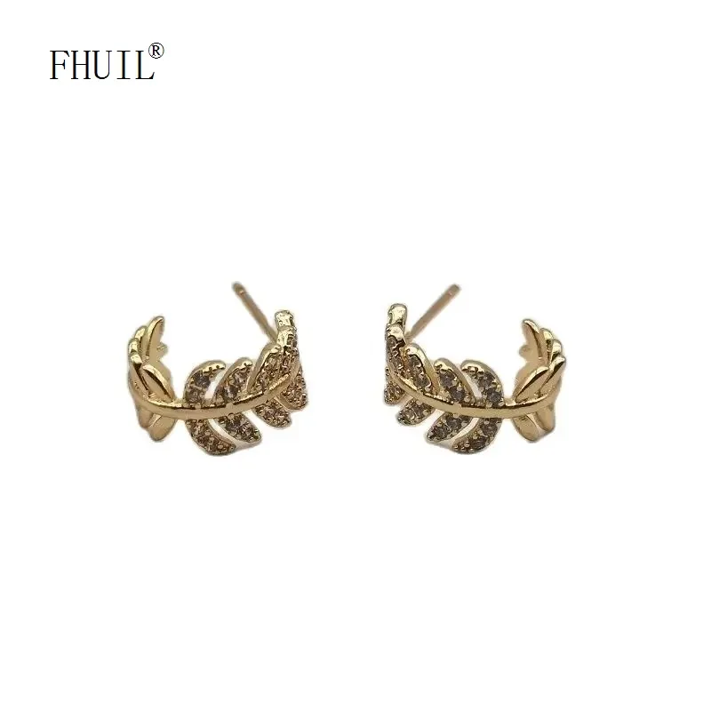 

Gold Plated Stud Earrings for Women Bling Cubic Zirconia Fashion Jewelry Korean Earring Gift Unusual Accessories New Design