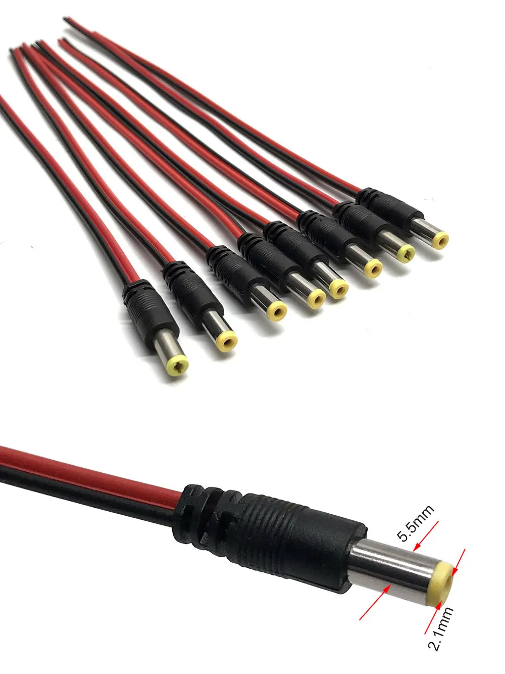 Connecteur DC mâle/femelle, fil adaptateur 5.5x2.1mm, 20cm, adapté aux bandes lumineuses LED/câble d'alimentation pour caméra de sécurité, 1 à 20 pièces