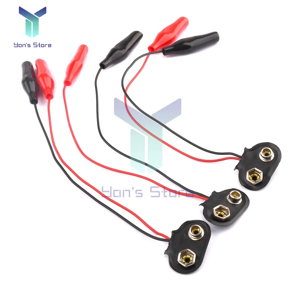 3PCS 18cm Double Red and Black Clips Crocodile Probe Cable Test Leads 9v Battery Double Crocodile DIY Clips Test Line Cable