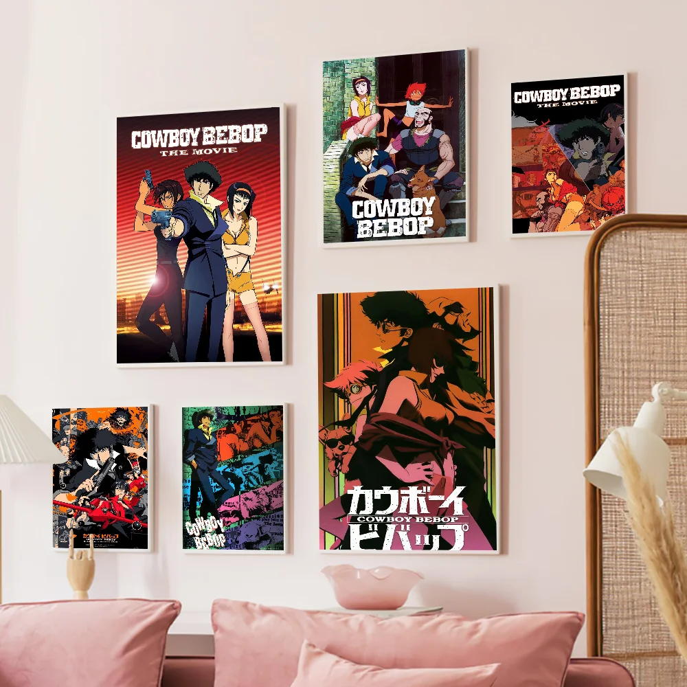 Anime C-Cowboy B-Bebop Self-adhesive Art Poster Fancy Wall Sticker For Living Room Bar Decoration Vintage Decorative Painting