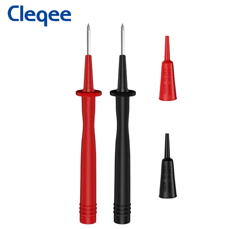 Cleqee P8004 Multimeter Test Probe Pen with 2mm Needle Nickel Plated Copper Pins to 4mm Banana Socket 1000V 10A