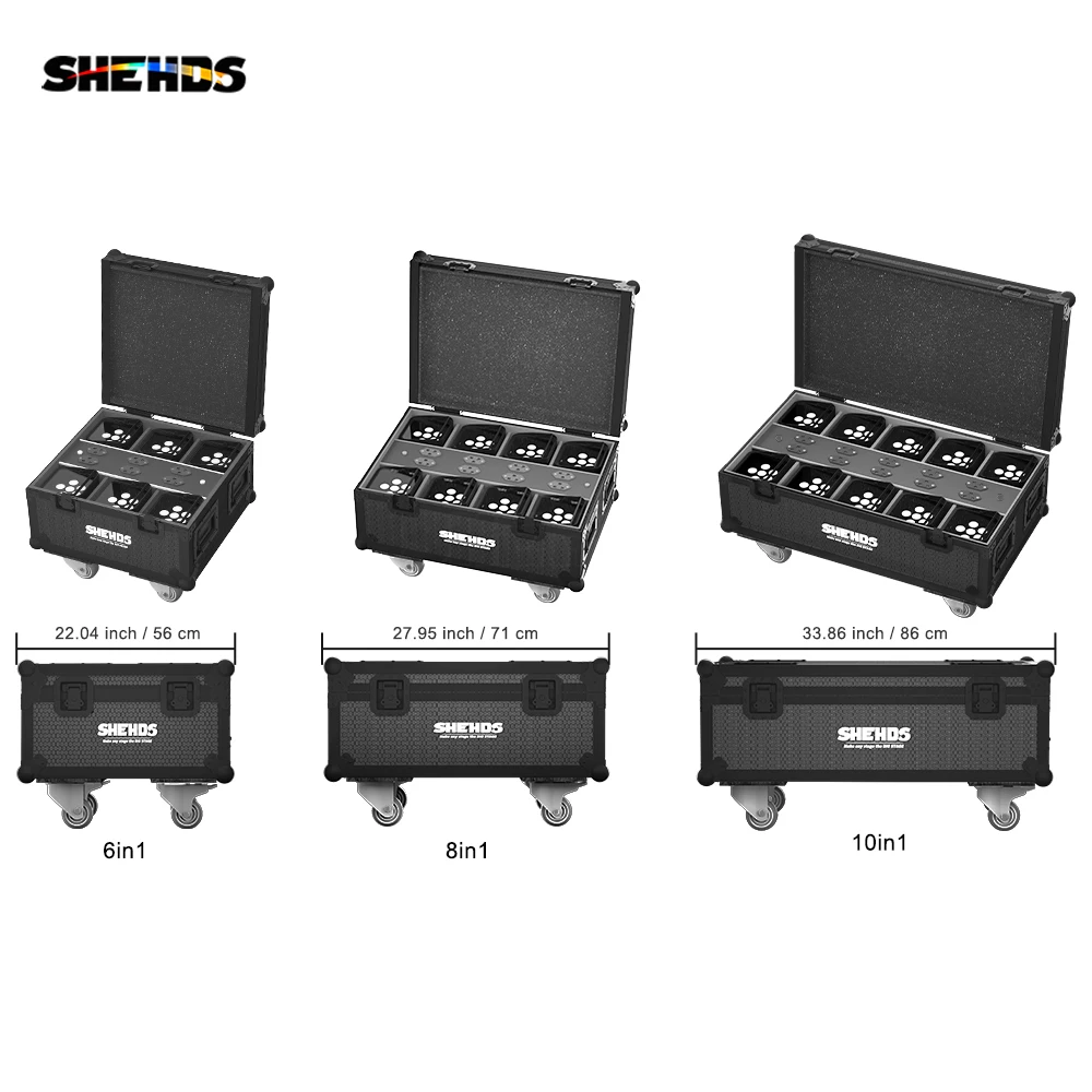 Imagem -04 - Shehds 10 Peças Case de Vôo com 6x18w Rgbwa Mais uv sem Fio Wifi Bateria Luz Controle Remoto Inteligente para dj Discoteca Equipamentos Palco