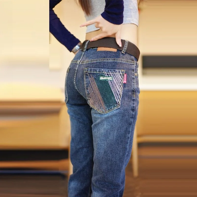 High-End Embroidered Slim Fit Straight Leg Men's Jeans Comfortable Versatile Long Pants Fashionable Casual Cotton Blend