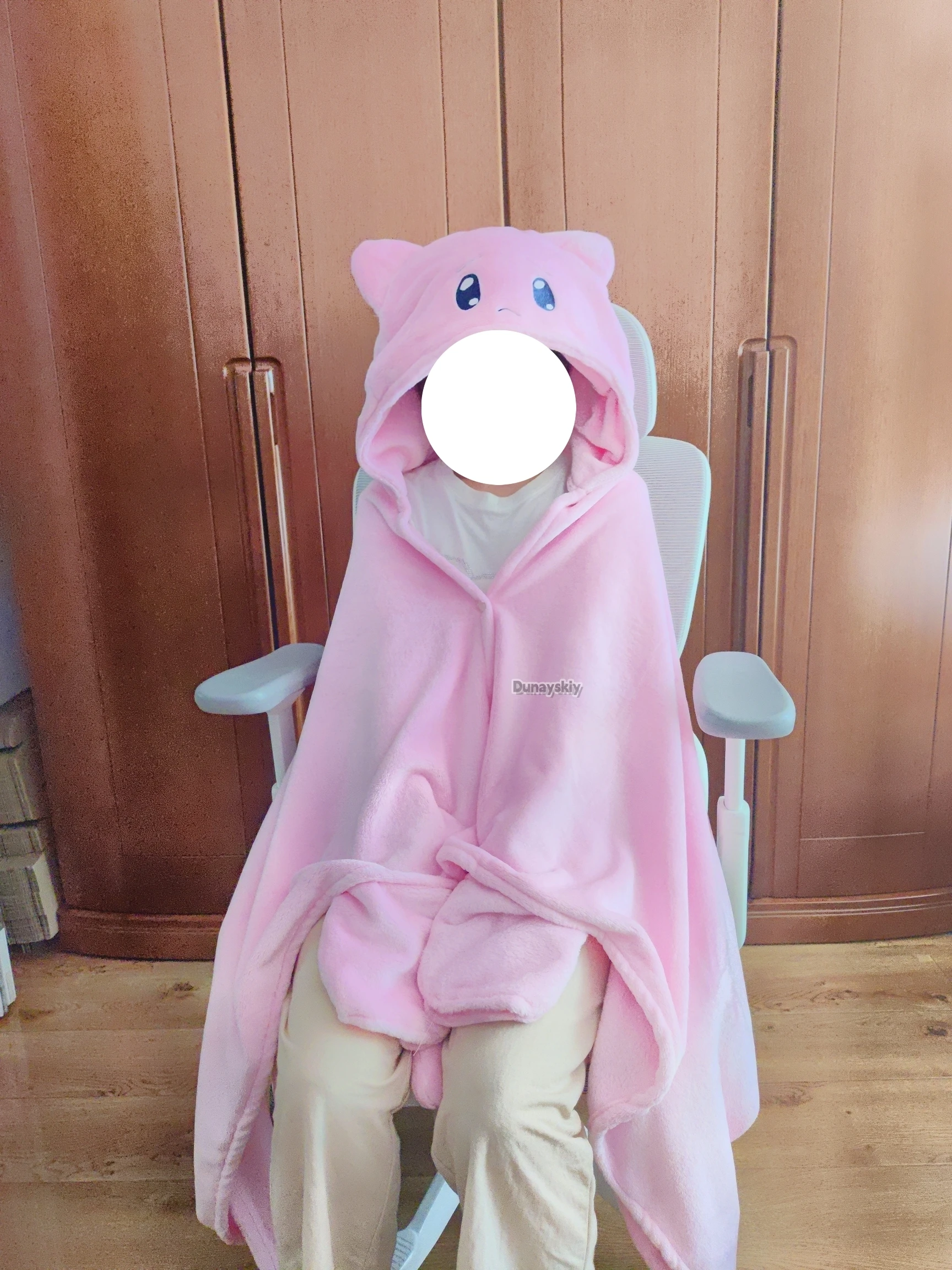 Game Needy Girl Overdose KAngel Cosplay 100*177cm A P Pink Cat Head Air Conditioning Carpet Velvet Cape Hoodie Unisex Outfit
