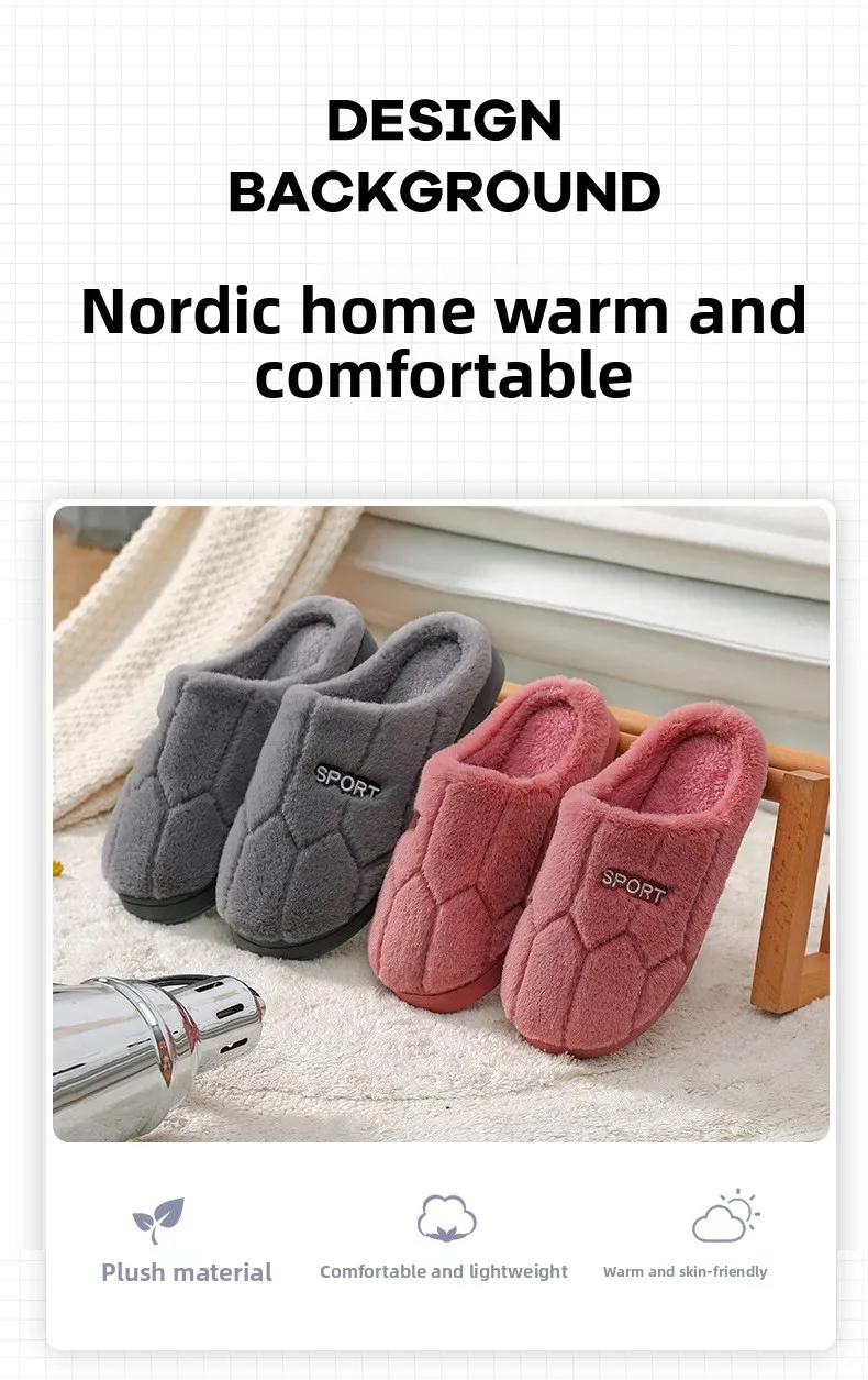 Winter-Plüsch-Hausschuhe für Paare – rutschfeste Hausschuhe mit dicker Sohle, warme, mit Fleece gefütterte Innenrutschen für Männer und Frauen – Detail 3