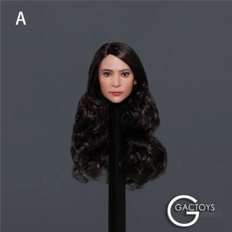 GC039 1/6 Scale Asian Actress Li Bingbing Head Sculpt Black Long Curly Hair Head Carving for 12