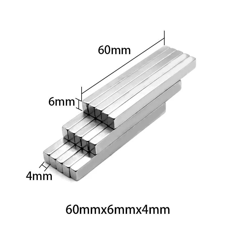 2/5/10/20PCS 60x6x4mm Neodymium Block Rectangular Magnets Super Strong N35 Permanent Square Magnet Cube Imanes Magnetic Sheet