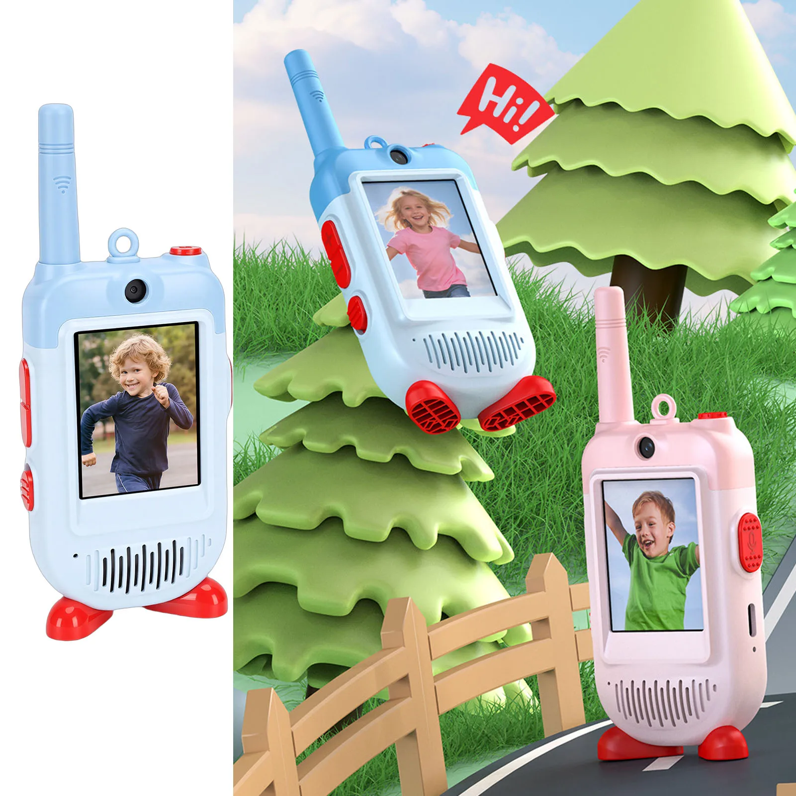 Handheld video-intercom voor peuters, oplaadbaar binnen en buiten, voor familiespellen, kamperen, wandelen, walkietalkie voor kinderen