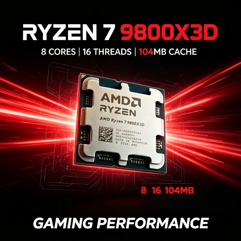 AMD X3D Series Gaming Desktop CPU R7 9800X3D 4nm Advanced Manufacturing Process 4.7GHz DDR5 AM5 Socket No Fan