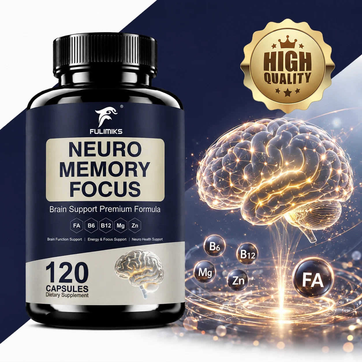 Cognitive Brain Health Supplement, Support Memory, Mental Clarity, Focus Neuro Protection, Gluten‑Free Formula, for Men & Women