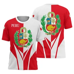 3D Printing Peru Flag Emblem T Shirts Men Cool Designs T-shirt Womens Clothing Harajuku Fashion Streetwear Kids Tee Shirts Tops