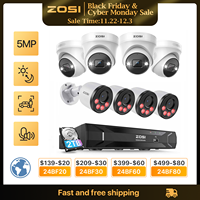 ZOSI 8CH 3K PoE Security Camera System 5MP HD C225 Dome PoE Cams 4MP HD C180 Bullet IP Cams Home CCTV Video Surveillance NVR Kit