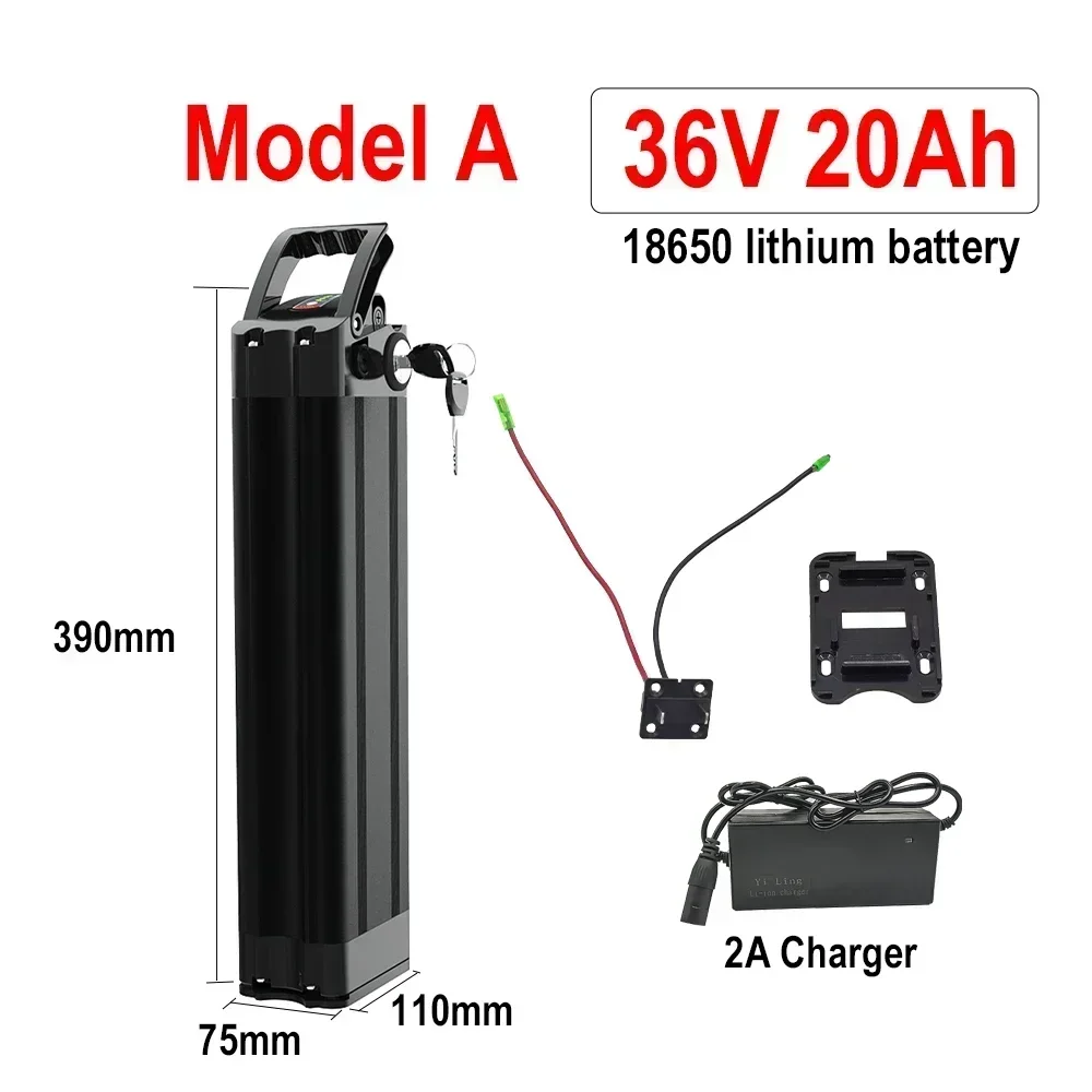 24V/36V/48V Battery Pack 11Ah 15Ah 17Ah 20Ah Silver Fish Li-Ion Batter with 2A Charger, for Silverfish 250W-1000W Bafang Motor image 3