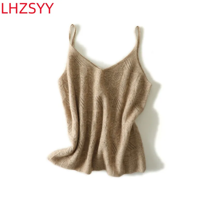 LHZSYY Seamless line Garment Pure Cashmere Halter Vest 23 Ladies Four Seasons Inside Vest Soft Hollow Sling High-Grade Women Top