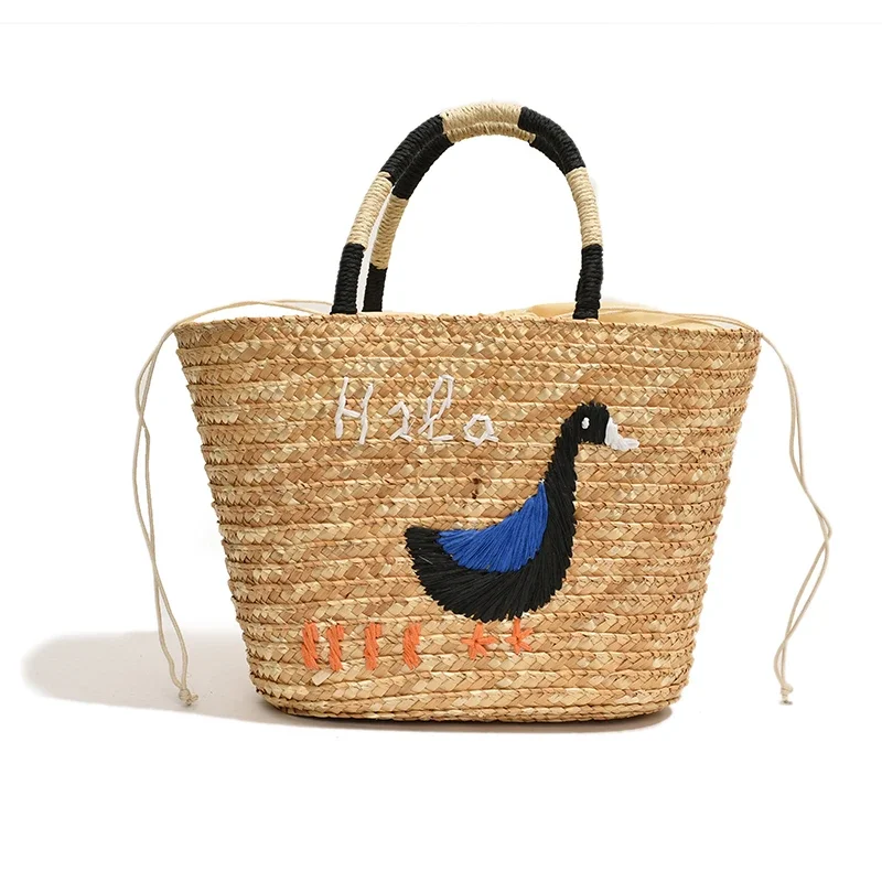 2024 Luxury Designer Beach Bag Handmade Straw Bag For Women Large Capacity Summer Shoulder Bag Raffia Handbag Travel Basket Tote