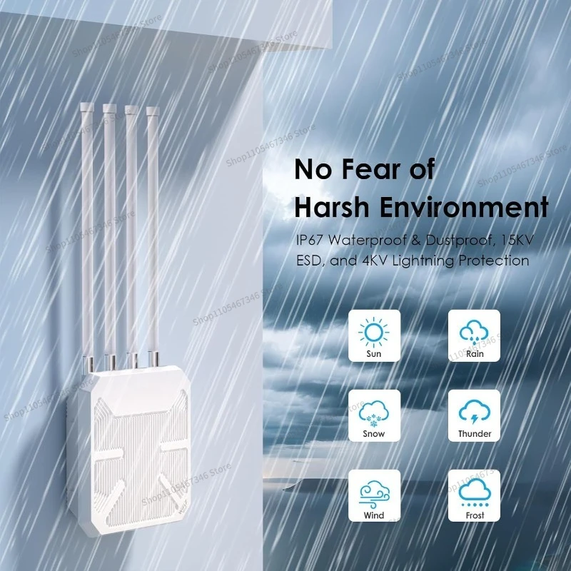 For WN573HBE2 Outdoor AP Router Garage BE5100 Outdoor Waterproof Lightning WiFi7 Repeater
