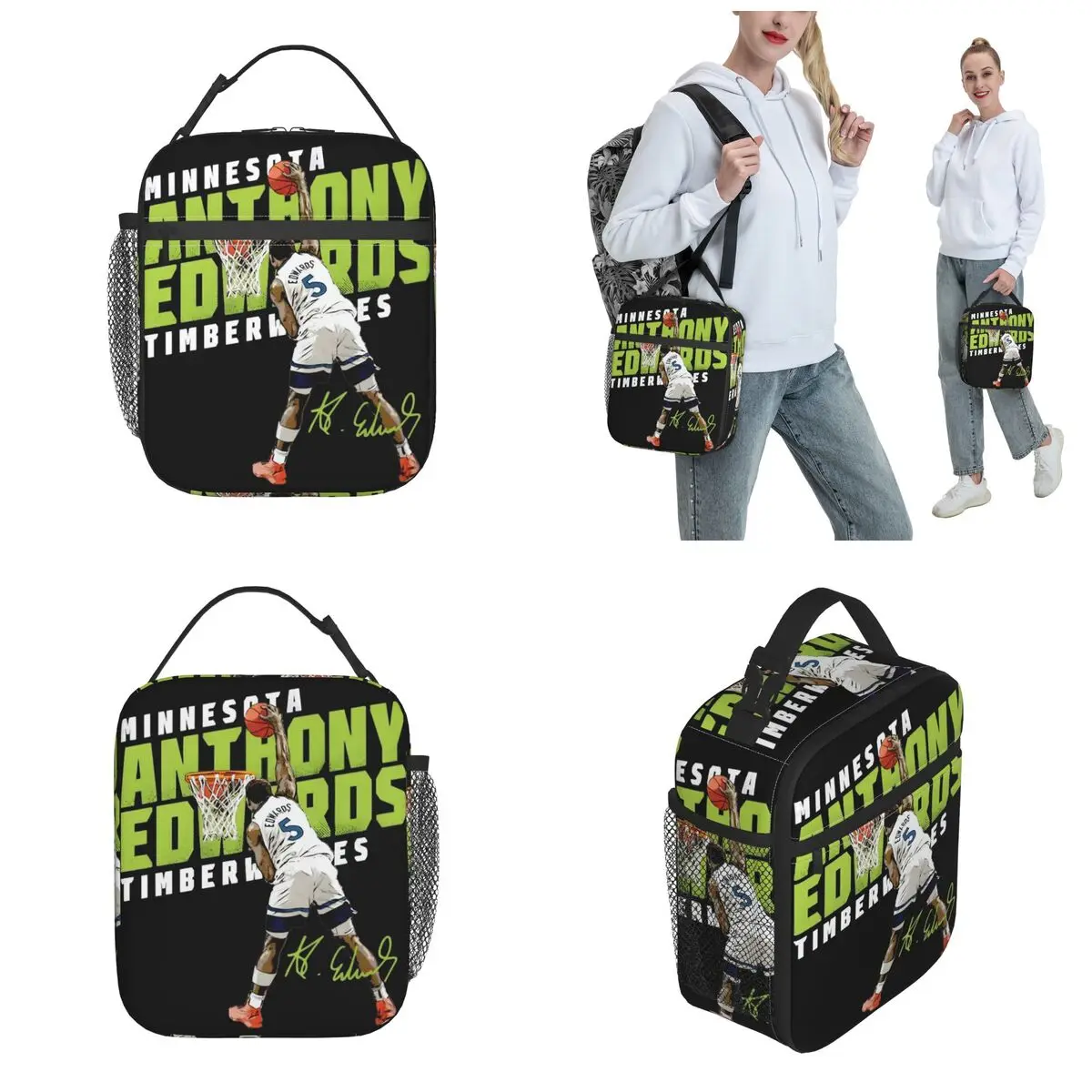 Anthony Edwards Basketball Sports Thermal Insulated Lunch Bag for School Ant-Man ANT Portable Food Bag Cooler Thermal Lunch Box