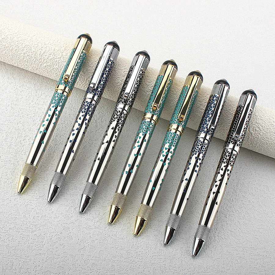 Luxury Metal Ballpoint Pen - Medium Point Twist Closure for Daily Office Writing Blue Ink Stationery School Supplies