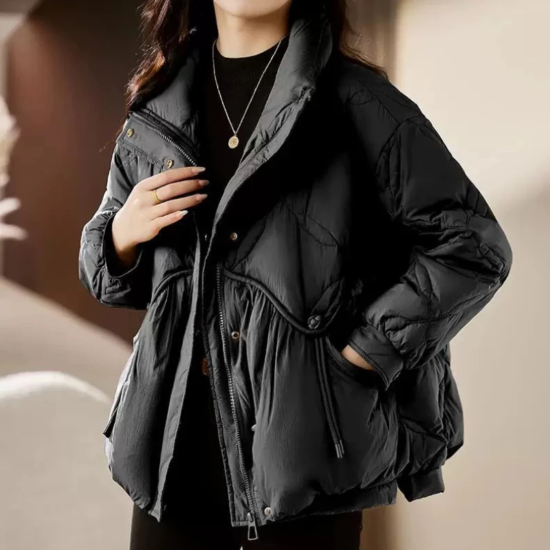 Winter New Down Coats Puffer Jackets Women Chinese Style Retro Simple Solid Outerwear Thickened Warm Snow Short Down Jackets