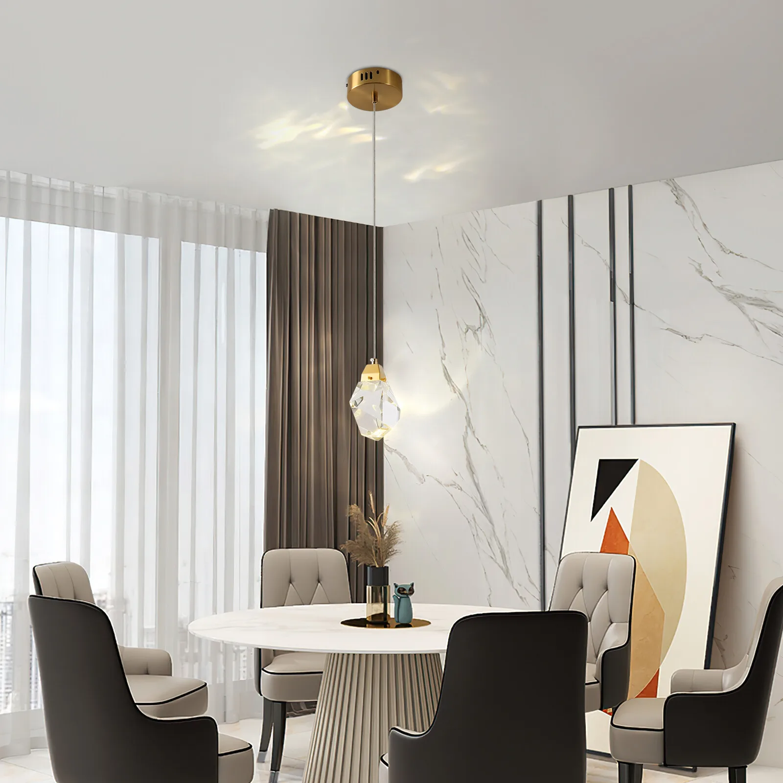 

LED Modern Crystal Pendant Lamp Crystal Hanging Light Kitchen Island Ceiling Fixture 3000K