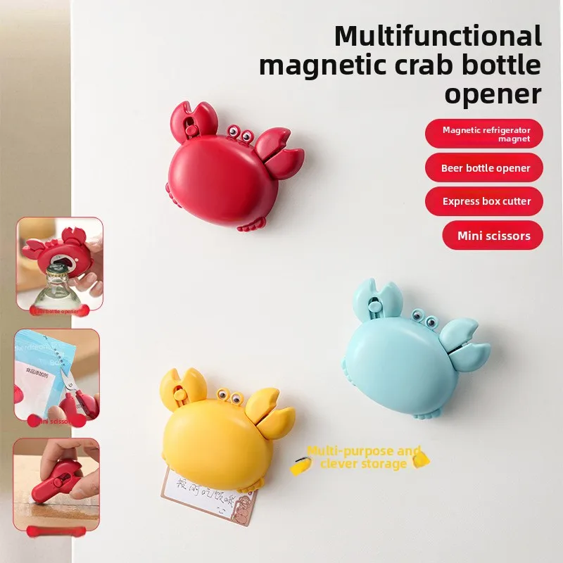 Four in One Magnetic Crab Bottle Opener Kitchen Small Tool Small Scissors Opener Set  Bottle Opener Keychain