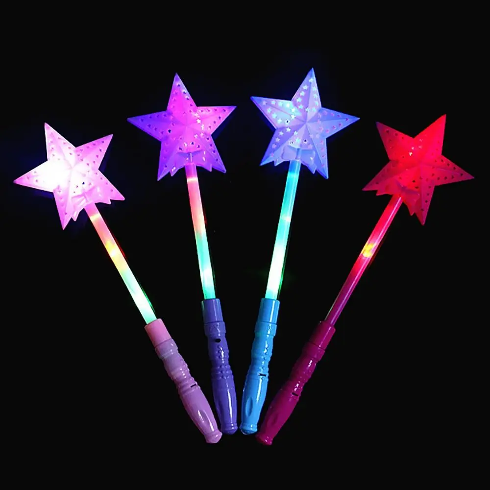 LED Flashing Light-Up Luminous Hollow Magic Star Rod Wand Glow Sticks Christmas Party Concert Glowing Stick In Dark Party Props