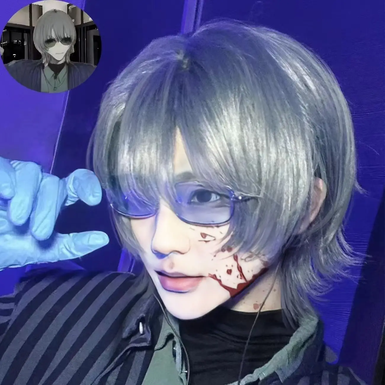 Peluca corta y recta estilo samurái, casco de pelo con cola de lobo para Liu Qingcheng, peluca de Base Universal para Cosplay