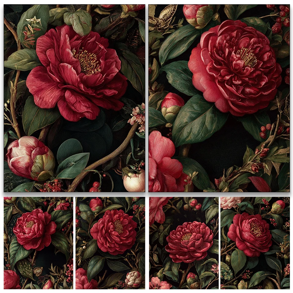

5D DIY diamond painting red camellia diamond embroidery painting set home decoration gift