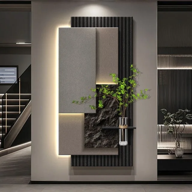 Light , high-end sense, entrance decorative painting, hydroponic green plant corridor, aisle sandstone hanging painting, w
