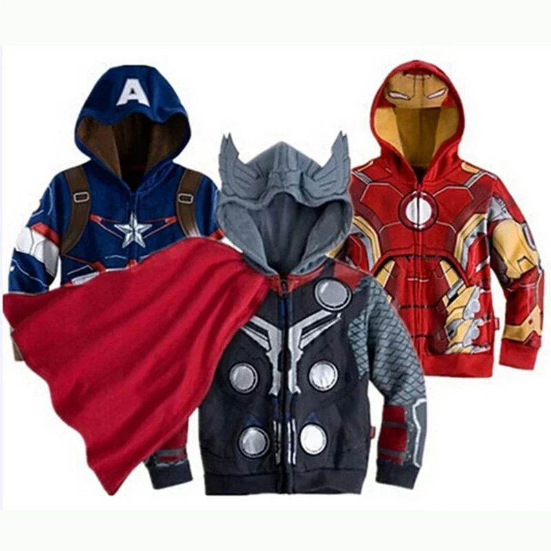 Girls Jacket Coat Spring Autumn Spiderman Hoodie Kid Clothes Hooded Baby Boy Iron Man Captain America Children Outerwear Jackets