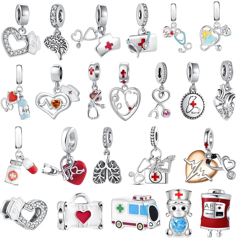 2025 venda quente 925 prata esterlina médico tartaruga ambulância charme pingente coleção caber pulseira original feminino jóias presente