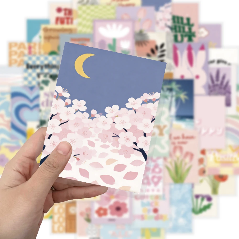 50PCS Creative Danish Pink Personalized PET Transparent Material Stickers, Bookkeeping Material Decorative Stickers