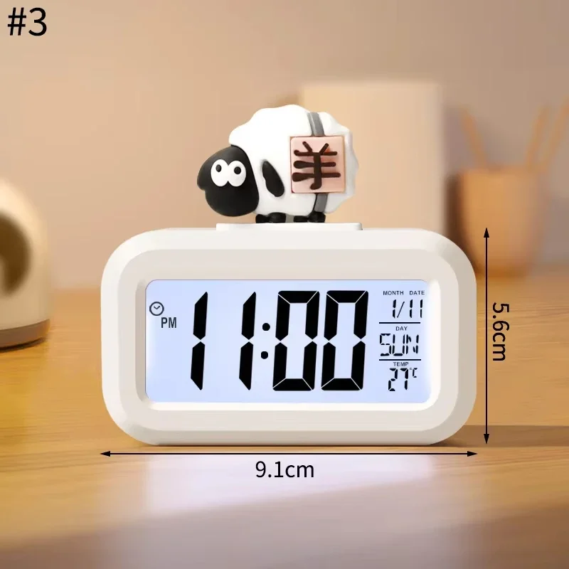 Kawaii LED Digital Clock Cartoon Pig Alarm Clock with Night Light Room Cute Watch Bedroom Bedside Ornaments Cute Rome Decor