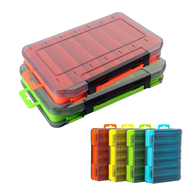 

ILURE Double Sided Multi Compartment Fishing Tackle Box Waterproof Large Capacity Wood Shrimp Storage Box Fishing Tools