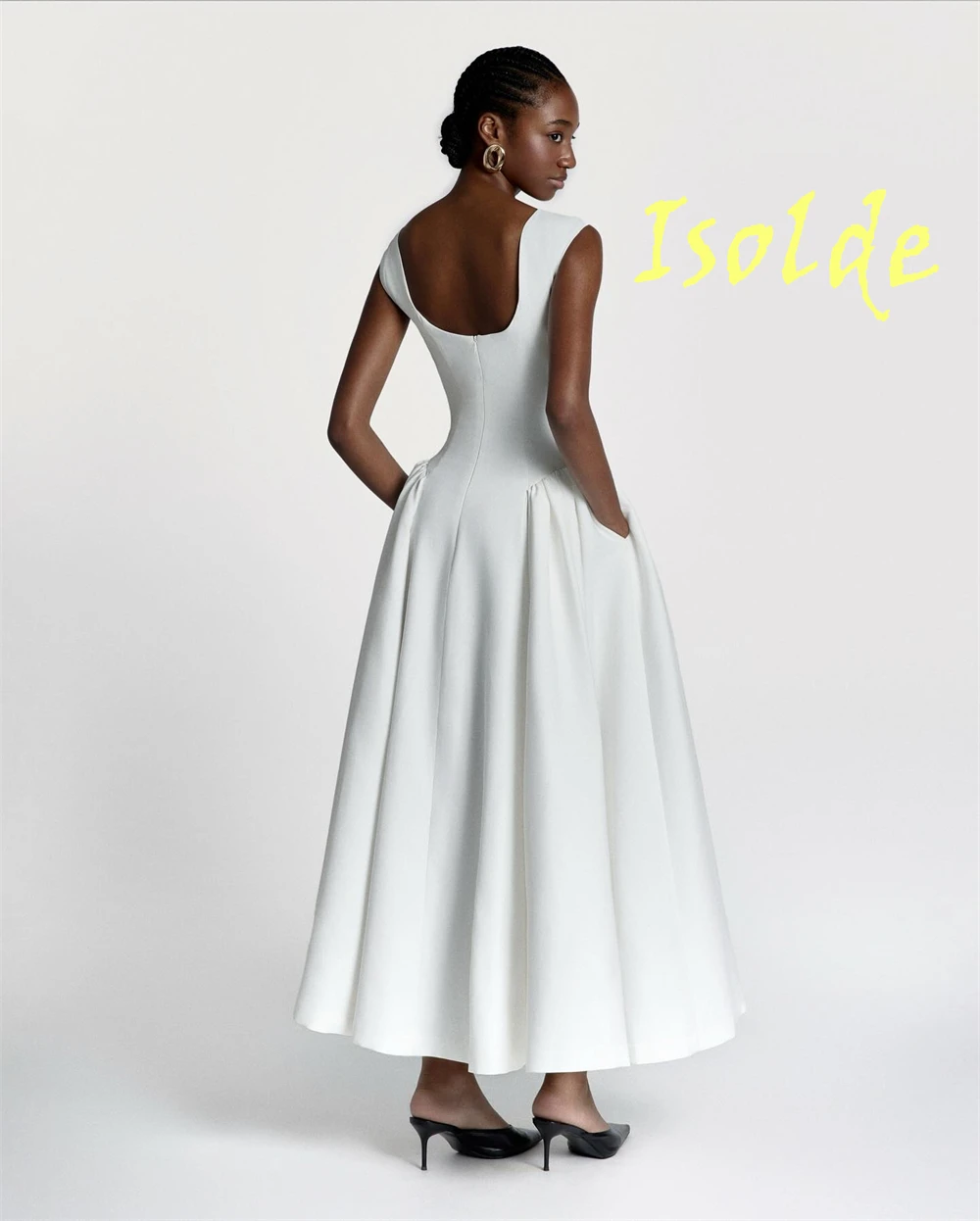 

Customized Elegant White Jersey Evening Dress Exquisite Sleeveless Celebrity Gowns High Quality Backless Open Back Prom Dress