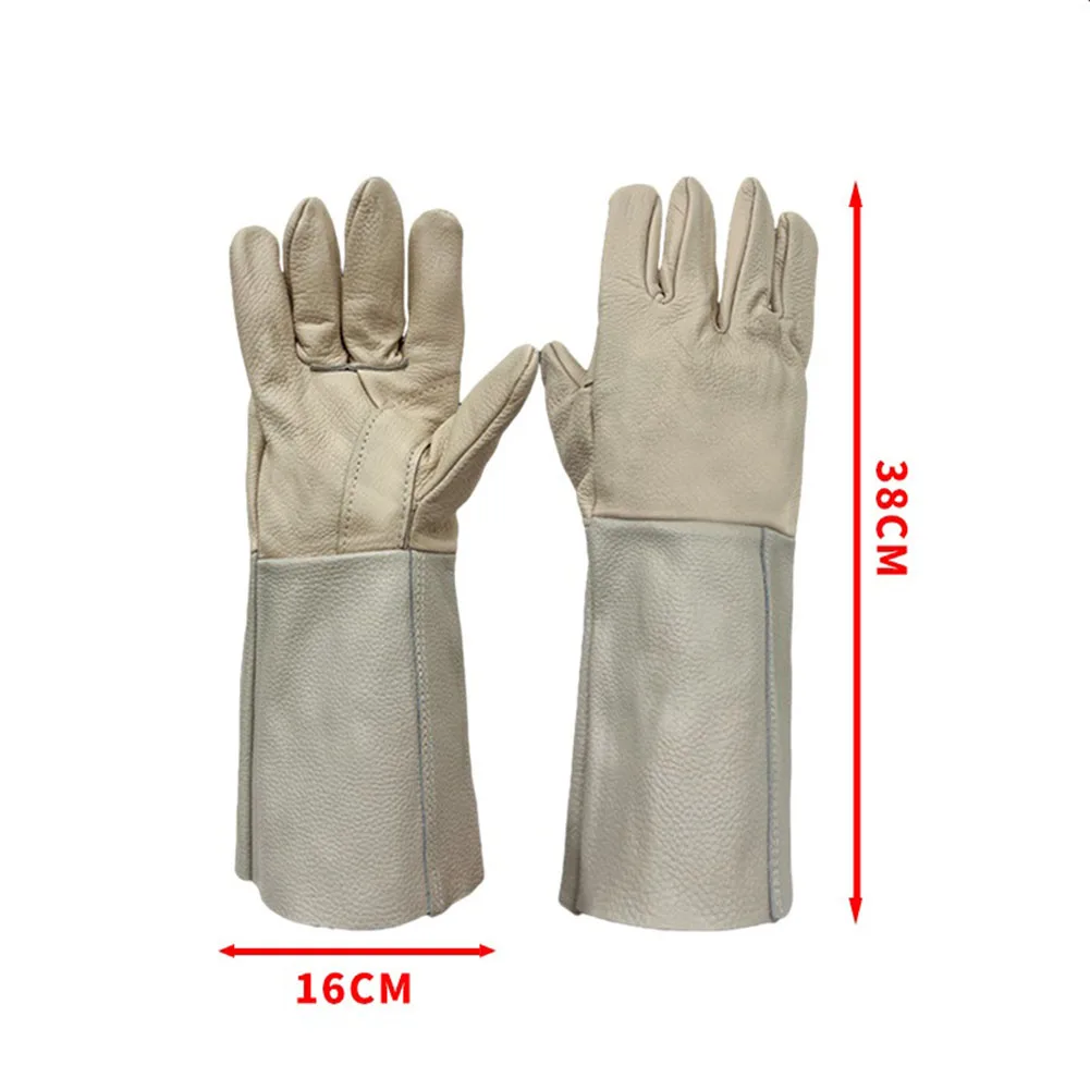 1 par 34-40cm guantes de soldadura guantes de cuero resistentes al fuego y al calor guantes de jardín guantes protectores guantes de soldadura de cuero herramientas CNC