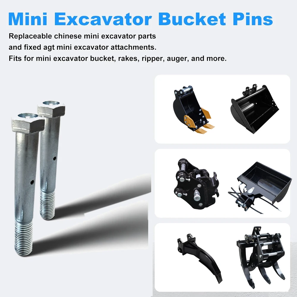 새로운 미니 굴삭기 어태치먼트 핀 0.98인치/25mm, 백호 어태치먼트용으로 교체 가능, 윤활용 오일 구멍 포함