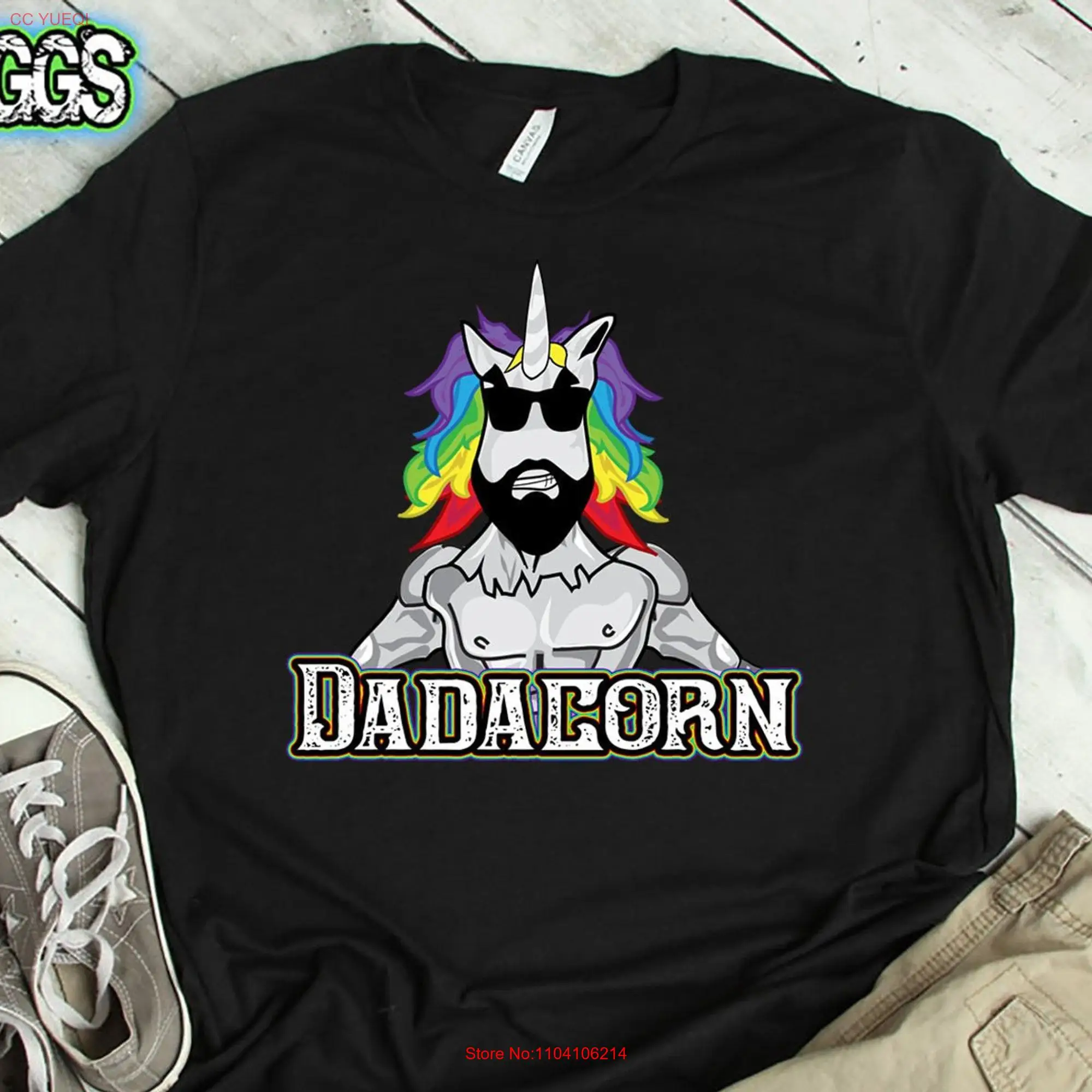 Dadacorn T shirt Unicorn Dad Fathers Day Party First Beard Manly Rainbow long or short sleeves