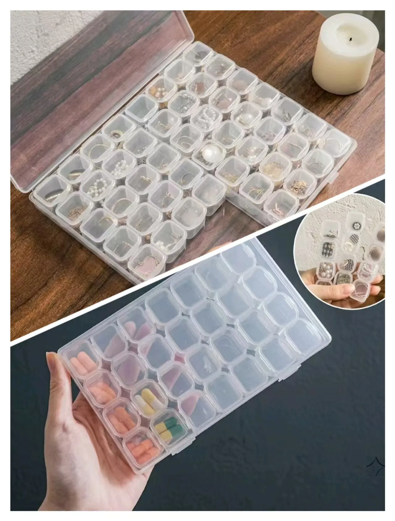 28/56 grid transparent box, suitable for organizing and storing small accessories such as necklaces and earrings image 2