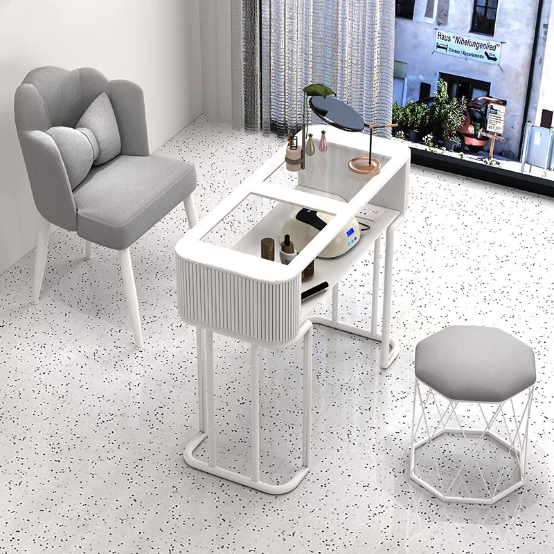 Salon Professional Nail Table White Beauty Designer Vanity Table Commercial Equipment Tavola Per Unghie Nail Furniture CY50NT