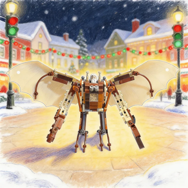 293pcs MOC Leonardo Da Vinci S Flying Mech Suit Icons Model Building Blocks Architecture Toys Festival Gifts Brick