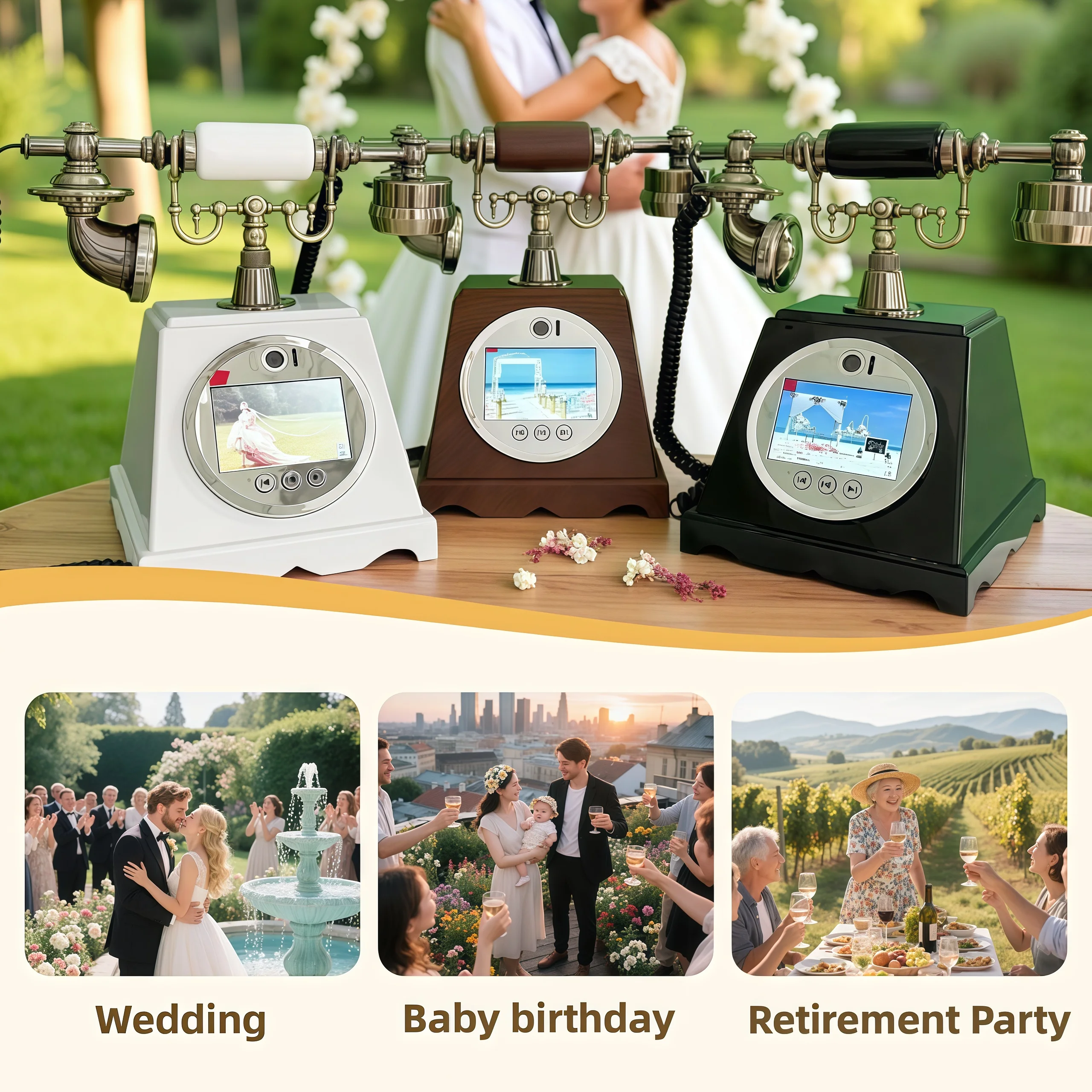Romantic Retro Video Guestbook for Wedding Party Audible Message Book Guest Unique Audio Message Recorder Gift for Anniversary