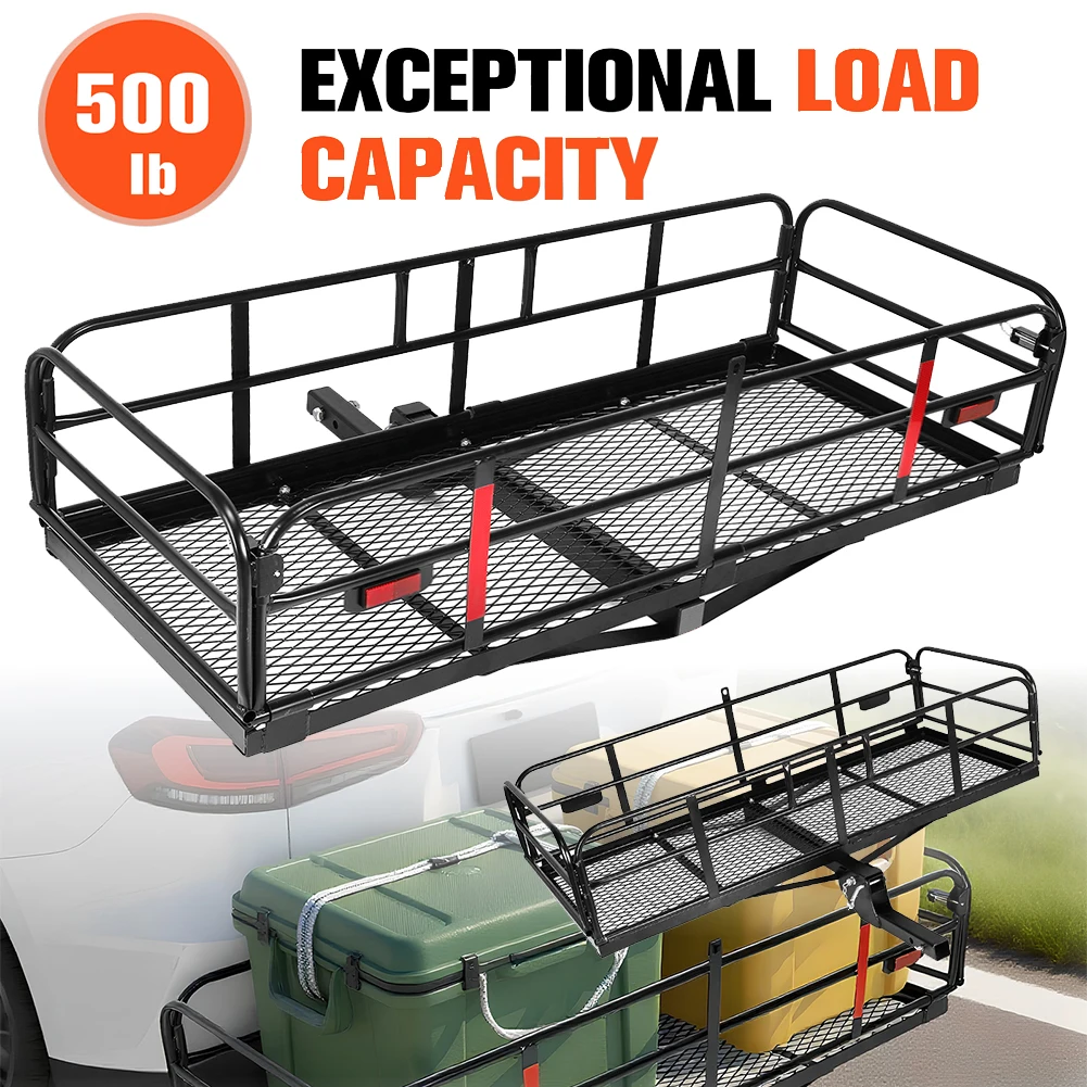 

Cargo Holder 500 LBS Capacity Fits 2inch Receiver 60x24x14in with Hitch Stabilizer for Standard Fat Tire and Electric Bike
