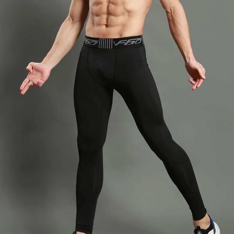 

Men's Gym Compression Pants Tight Fit Sportswear Men Running Black Legging Fitness Training Slim Sports Elastic Trousers MY809