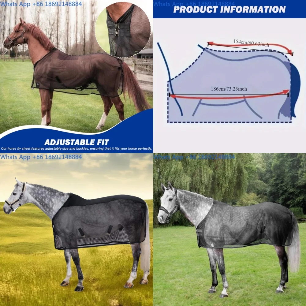 

Mosquito Proof Horse Blanket Breathable UV Protection Summer Riding Wear Adjustable Durable Fly Sheet