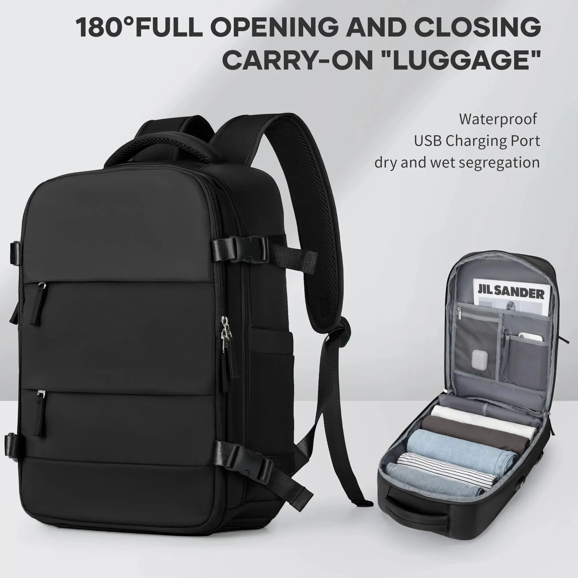 

Likros Men's Backpack Large Capacity USB Charging Work Travel Backpack Waterproof Business Backback Casual Laptop Bag for Men