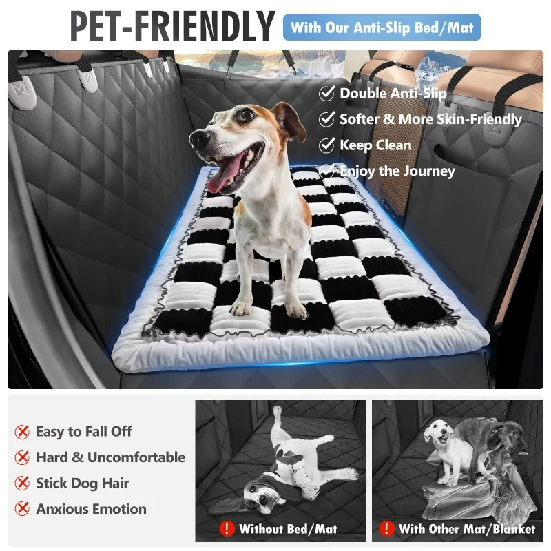  pet bed Non-Slip Universal Backseat Dog Bed Mat Soft Flannel Washable Breathable Eco-Friendly Durable Plaid Dog Car Blanket