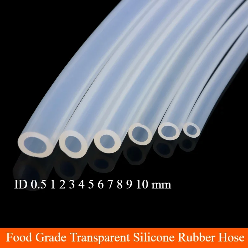 Food Grade Transparent Silicone Rubber Hose ID 0.5 1 2 3 4 5 6 7 8 9 10 mm OD Flexible Nontoxic Silicone Tube Clear soft