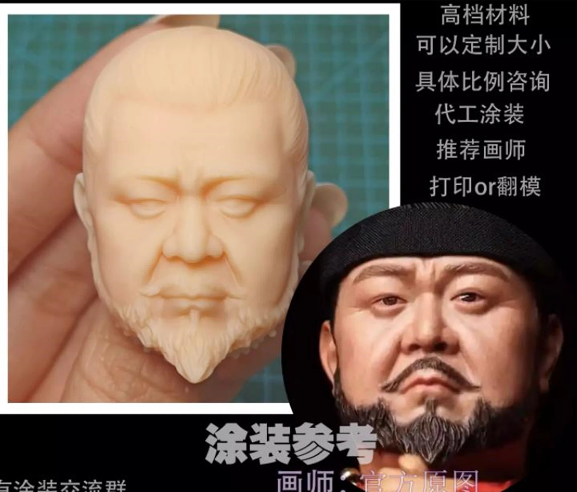 Head Sculpt Di ren  Jie 1/6 Scale Movie Actor Ancient  Model Soldier 3D Unpaint  Carving Anime  Fit 12'' Inch Action Figure Toys